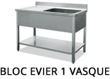 Bloc Evier avec 1 vasque (dosseret + rayon de base)